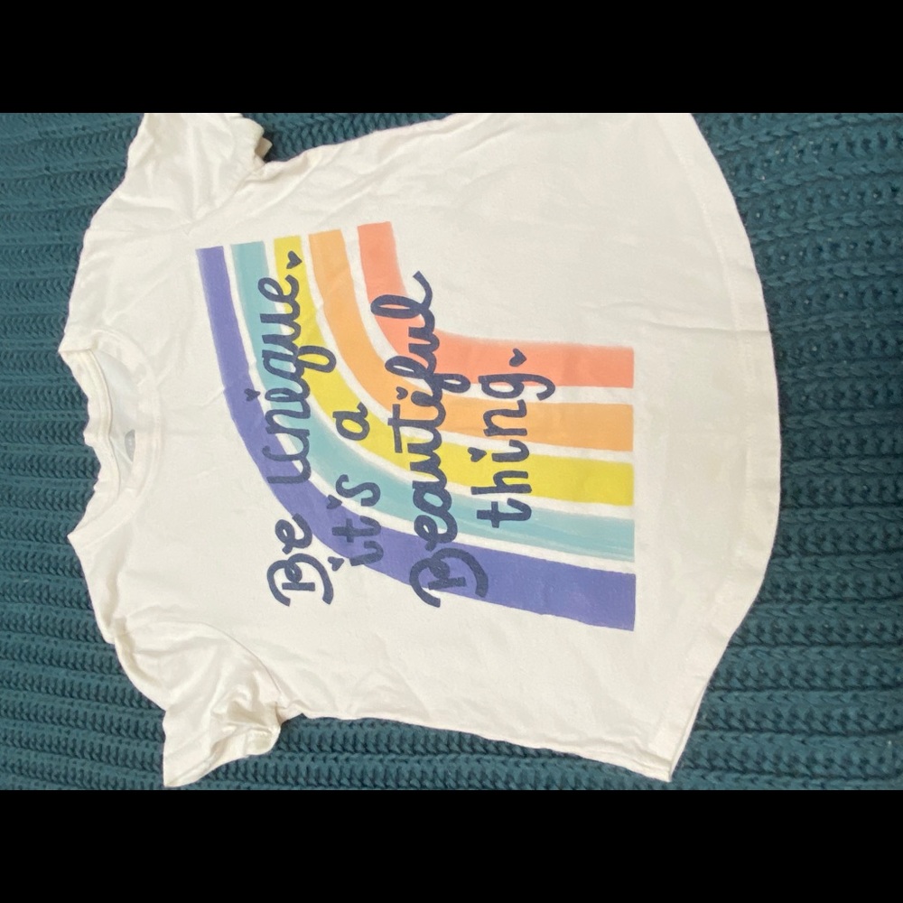 Rainbow white graphic tee